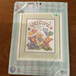 Vtg Dimensions Baby Hugs Counted Cross Stitch Kit Costumed Babies Birth Record